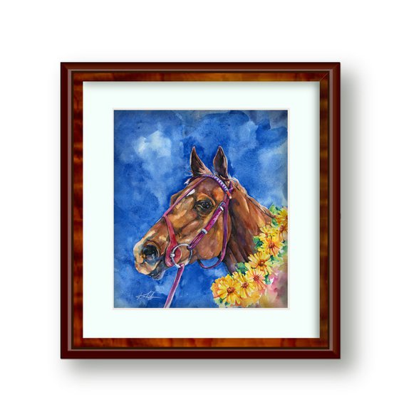 Secretariat Painting, Large Race Horse Watercolor Art, Original Painting by Kathy Morton Stanion EBSQ