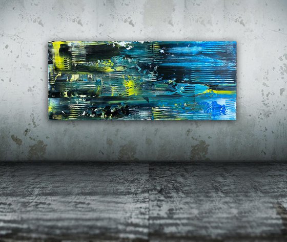 "That Will Leave A Mark" - FREE USA SHIPPING - Original PMS Abstract Acrylic Painting On Reclaimed Wood - 48" x 20"