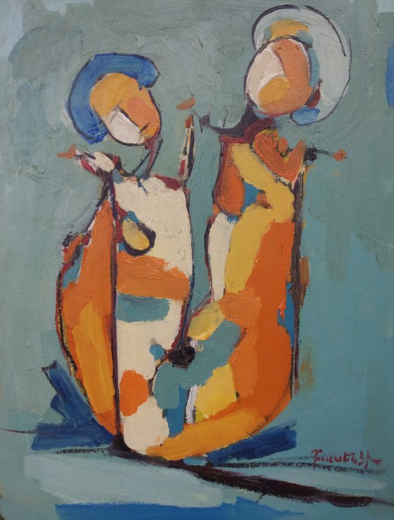 Abstract - Family (30x40cm, oil painting, ready to hang)