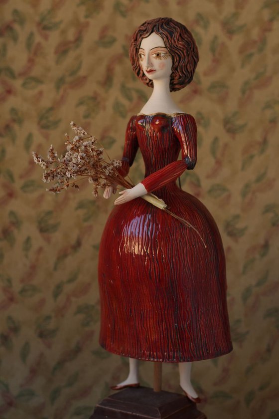 Beautiful Dame in Red Dress.  Wall sculpture by Elya Yalonetski