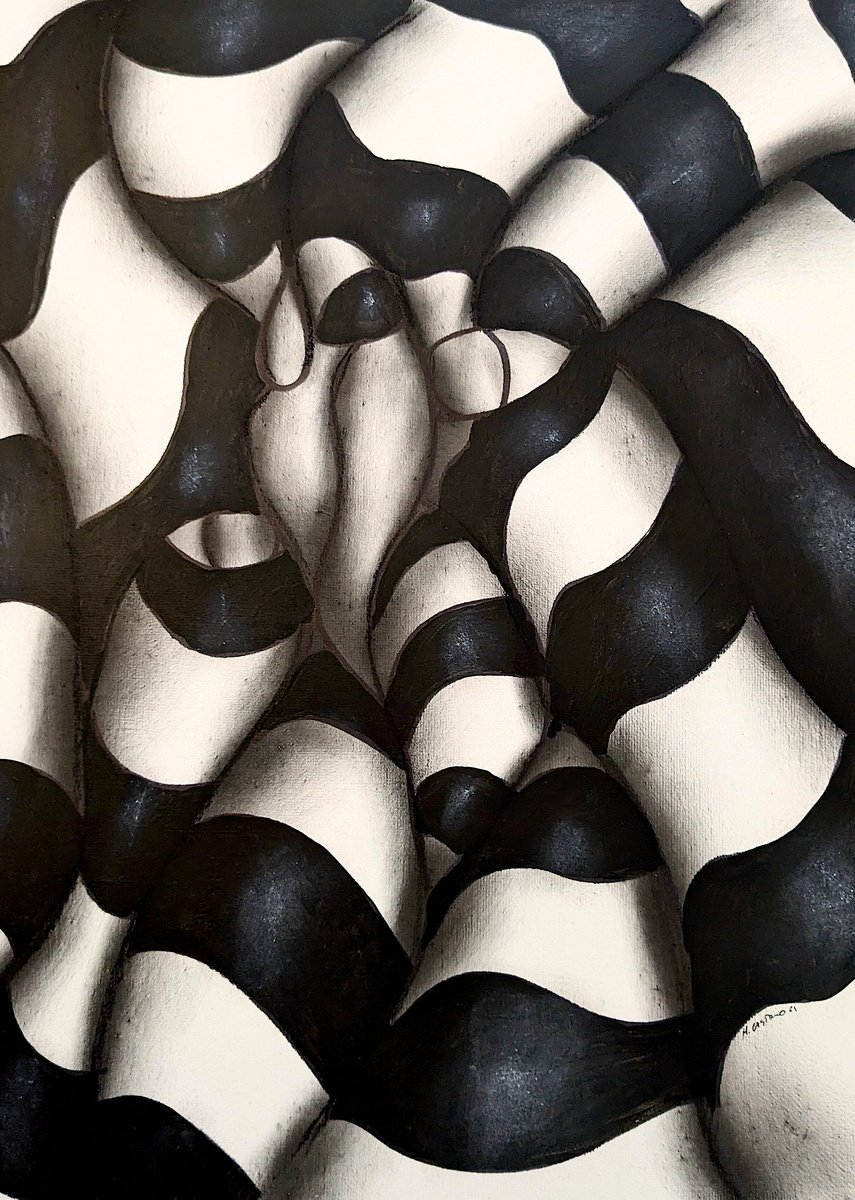 Geometric Abstract Acrylic Painting By Massimo Castronuovo, 12 X 16", Untitled, Original Artwork