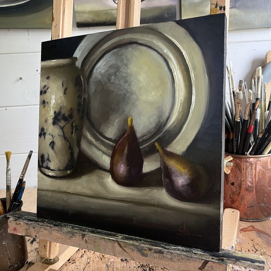 figs and pewter plate