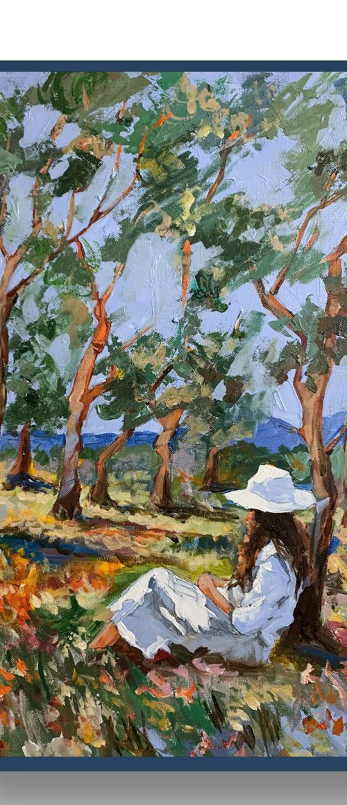 Woman Reading in a Sunlit Grove. by Vita Schagen