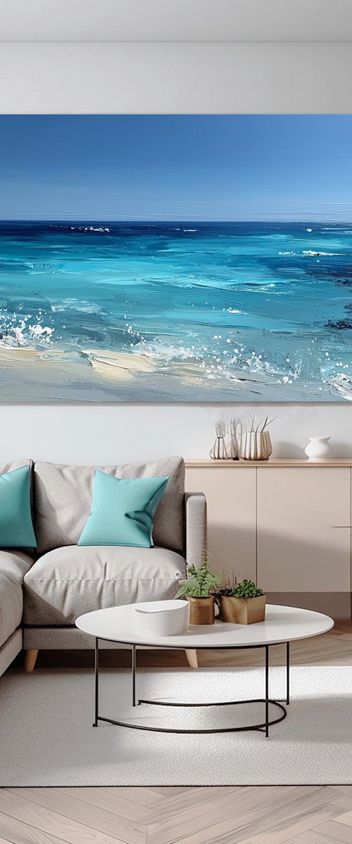 Turquoise Ocean Waves by Mily Art