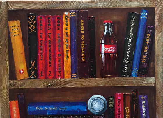 Bookshelf with coca-cola