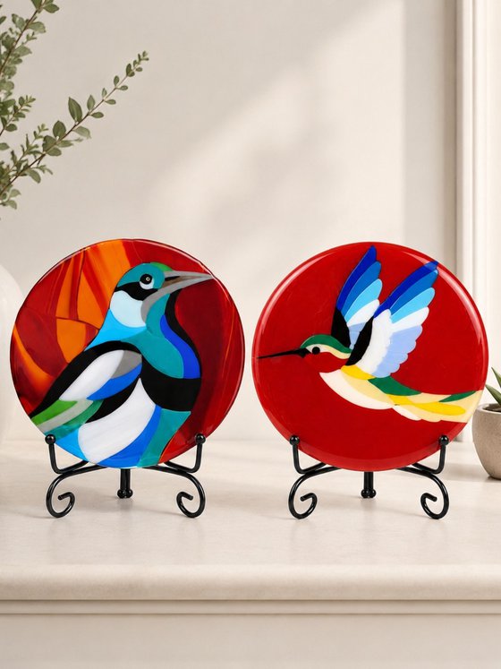 Raven Fused Glass Art