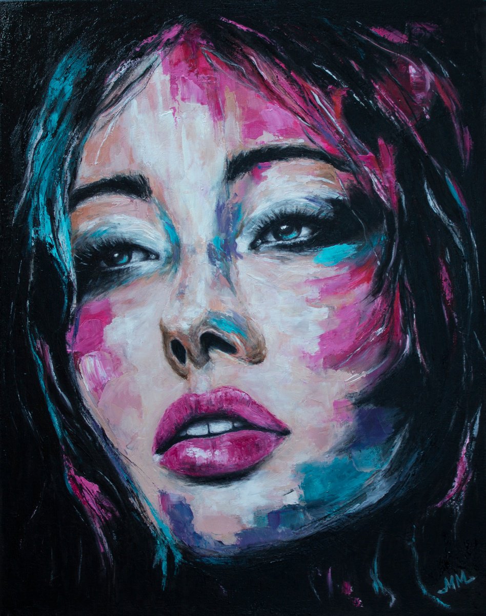 Expressive Portrait Oil Painting By Mila Moroko, 16 X 20", Do You Remember?, Original Artwork