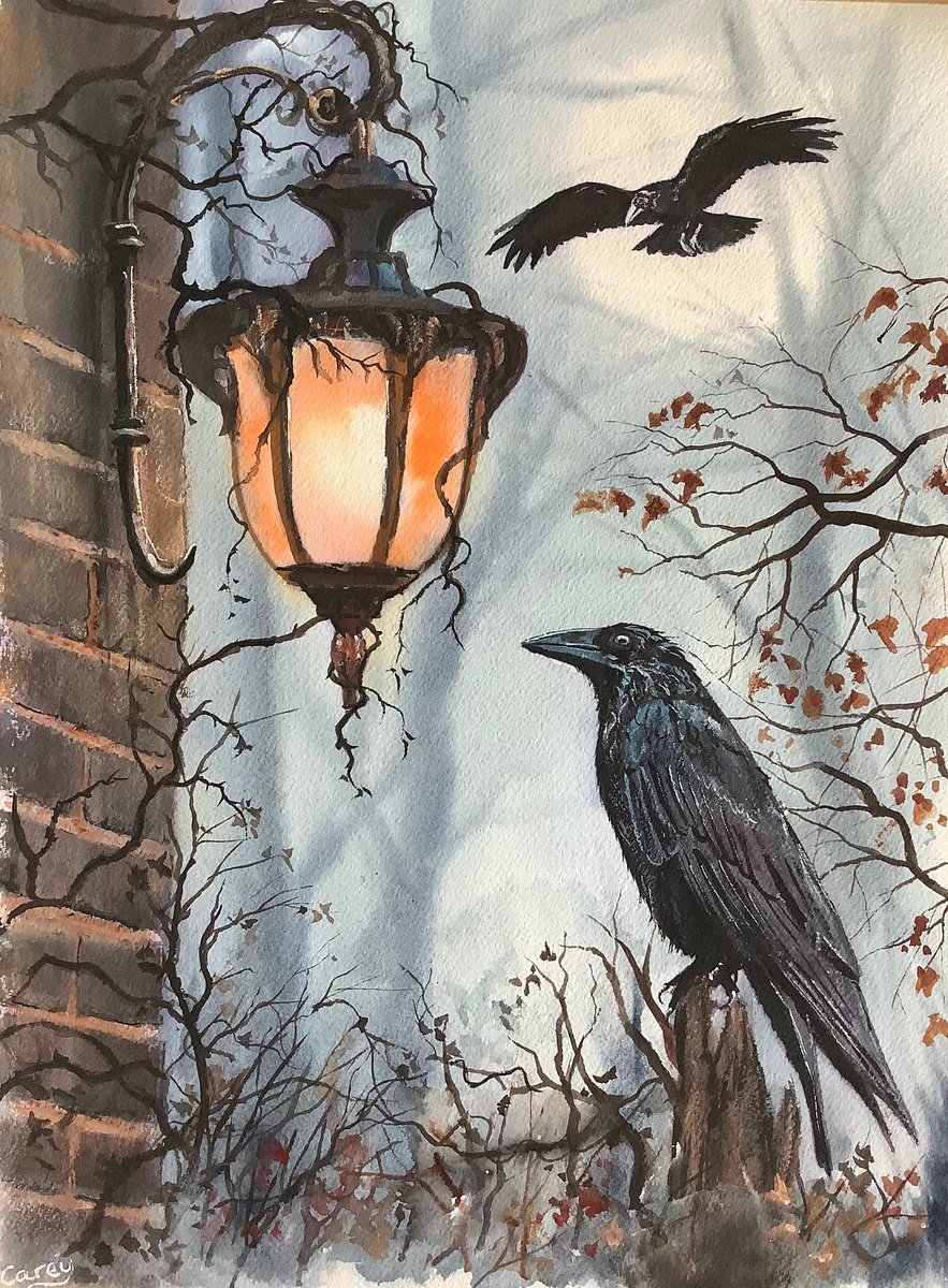 Impressionistic Animal Watercolour By Darren Carey, 11 X 15, The Ravens, Original Artwork