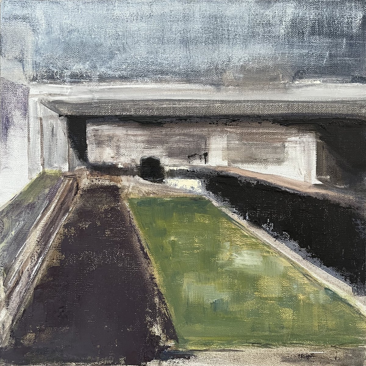 Impressionistic Cityscapes Oil Painting By Lizzie Butler, 12 X 12", Regents Canal, Kings Cross, Original Artwork