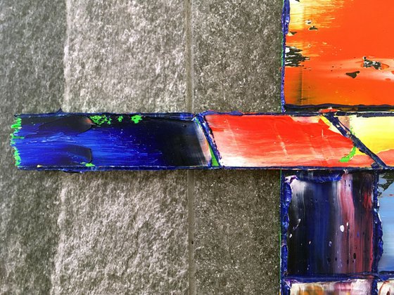 "Reaching Out For You" - FREE USA SHIPPING - Original Diptych PMS Mixed Media Sculptural Paintings On Wood - 23 x 11 inches