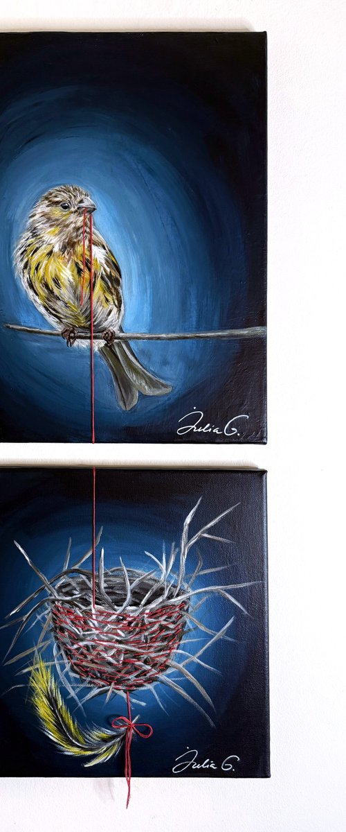 The Invisible Thread (Diptych) by Julia Gorislavska