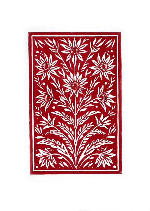 Floral ornament red by Kosta Morr