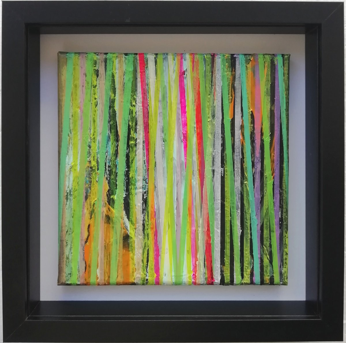 Geometric Abstract Acrylic Painting By Francisco Santos, 11 X 11, The Sounds Of Silence 3, Original Artwork