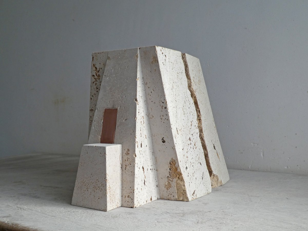 Geometric Abstract Stone Sculpture By Fieke De Roij, 20 X 14, Monumentum Novum, Original Artwork