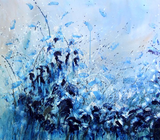 "Riding The Blues" - Super sized floral landscape painting