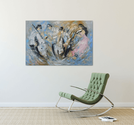 Jazz quartet  (80x120cm, oil painting)