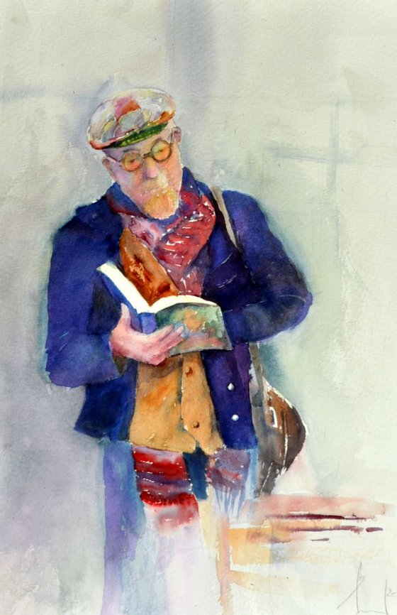 BOOK'S LOVER original watercolour 27X37