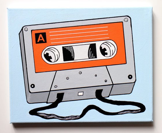 Cassette Tape Retro Pop Art Painting On Canvas