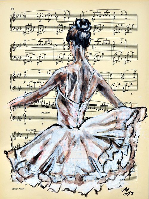 Ballerina XVII - Vintage Music Page, GIFT idea by Misty Lady - M. Nierobisz