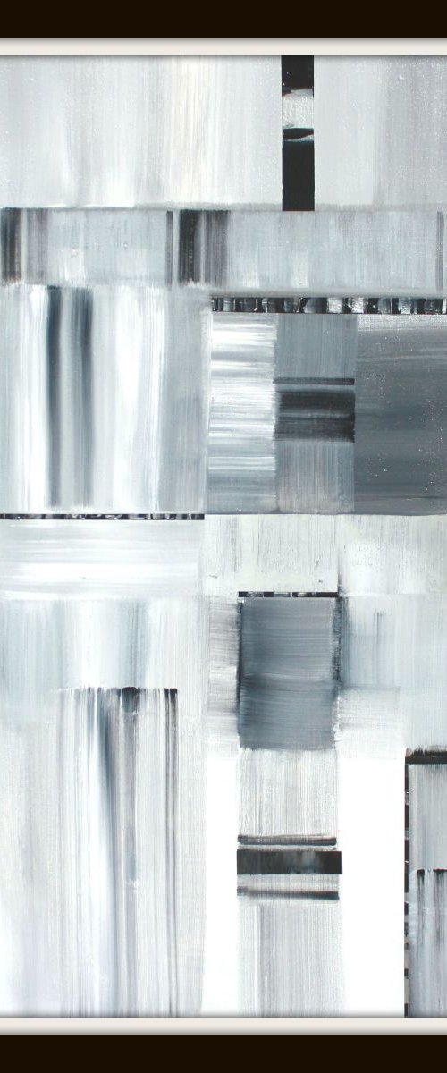 Black, Silver, White Abstract by Robert Lynn