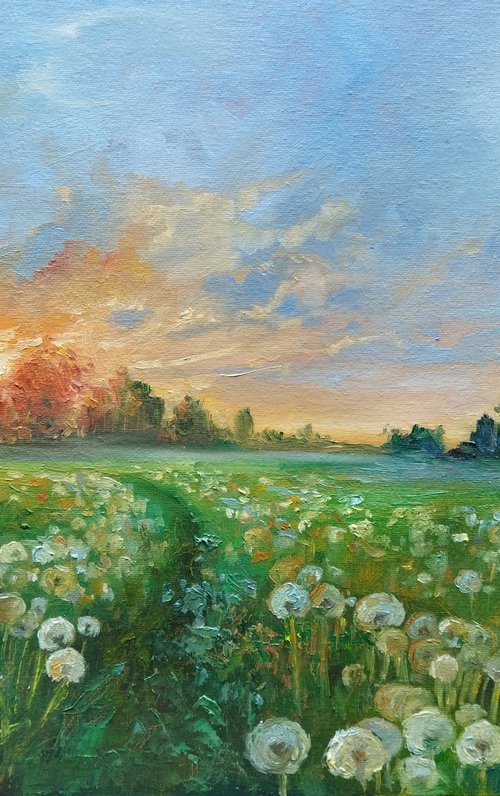 Landscape with dandelions by Ann Krasikova