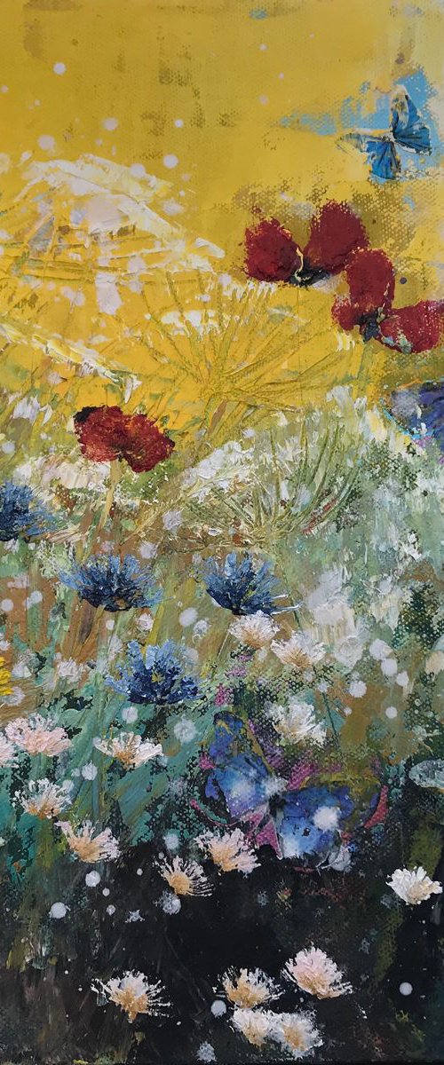 Corn Flowers in the Dew by Laure Bury