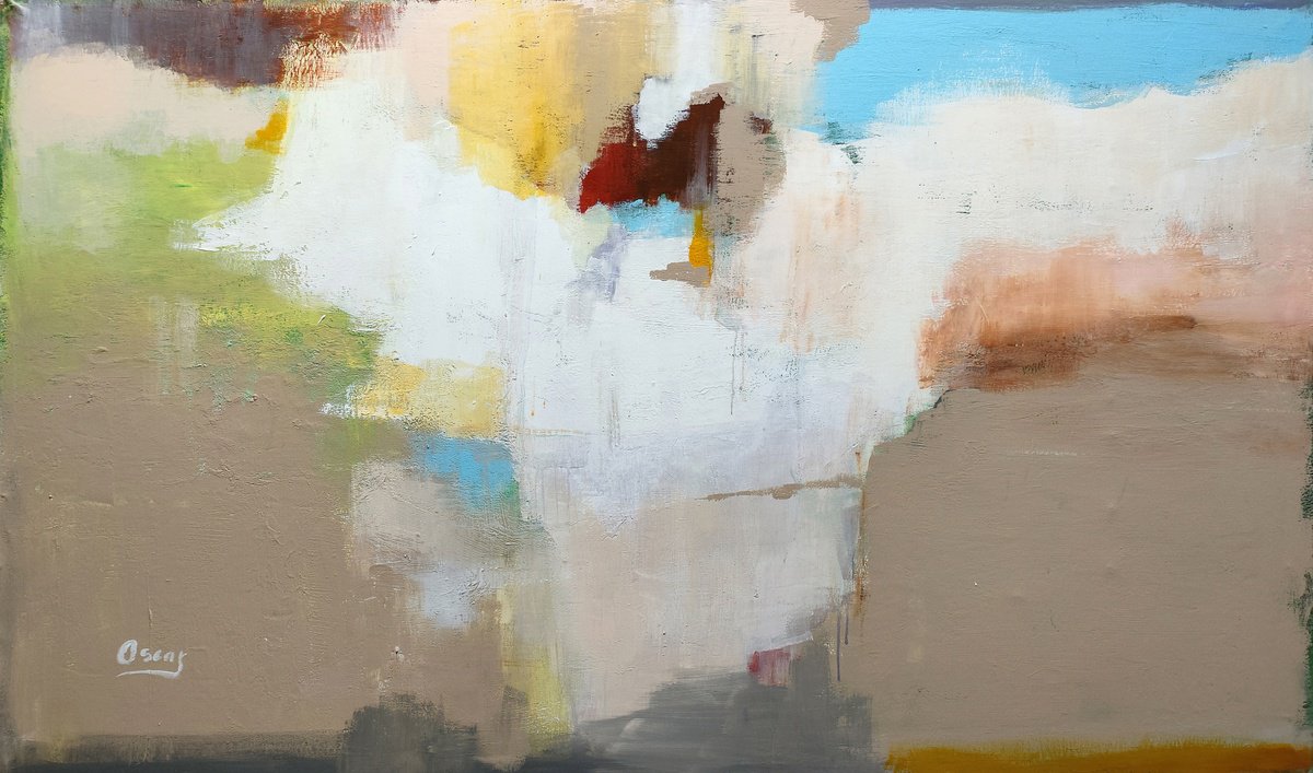 Abstract Acrylic Painting By Oscar Alvarez Pardo, 65 X 39", Hope, Original Artwork