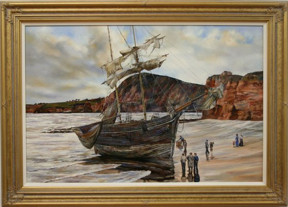 A SCHOONER BLOWN ASHORE, SIDMOUTH 1863