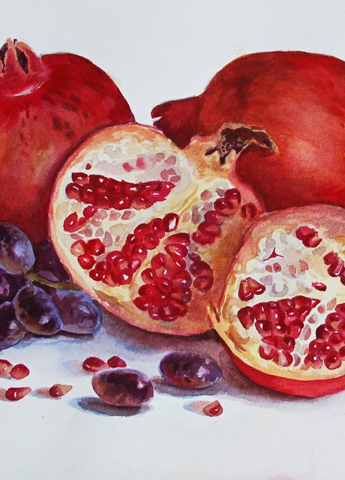 Pomegranates and grapes by Yulia Krasnov