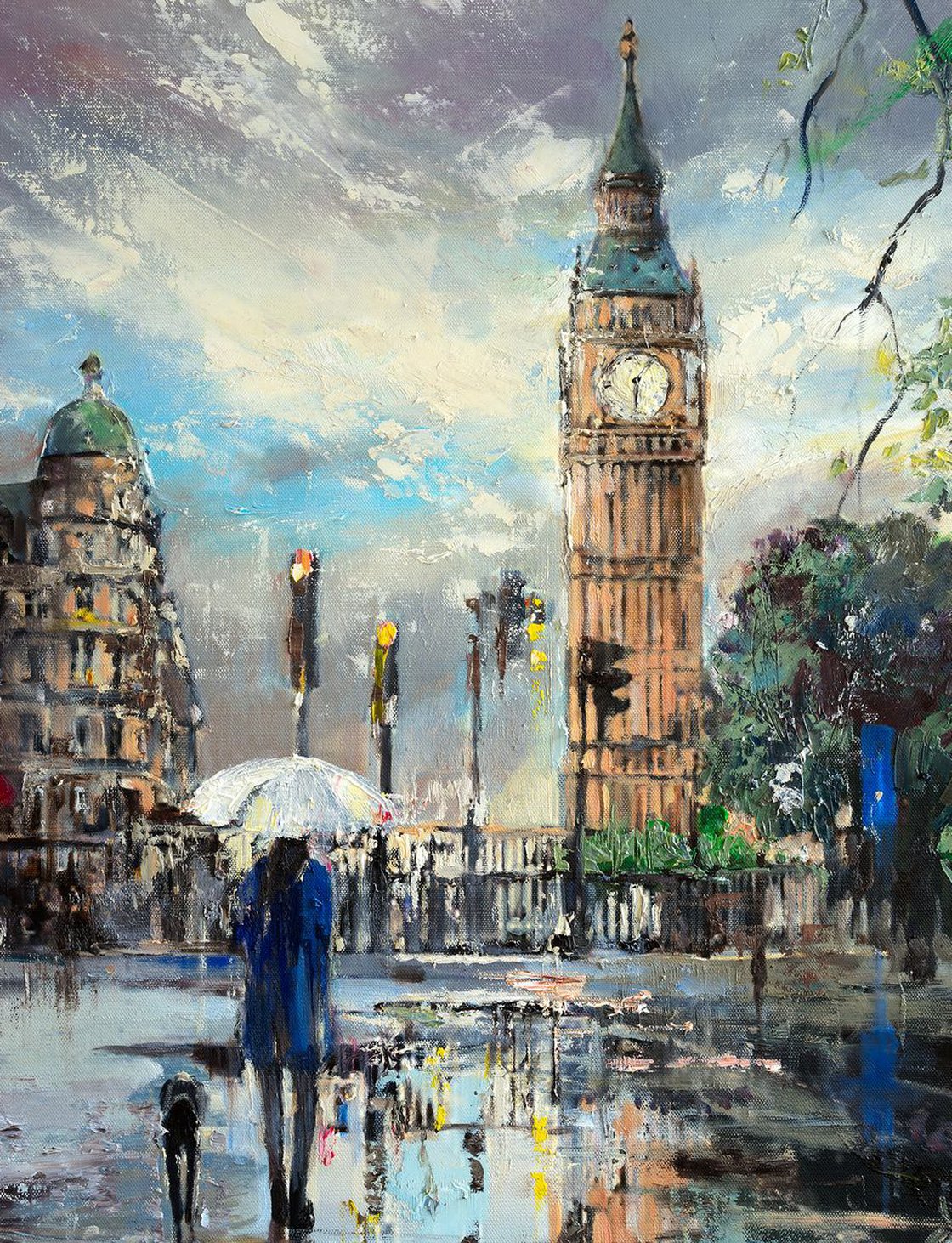 'LONDON REFLECTIONS' ORIGINAL OIL PAINTING ON CANVAS READY TO HANG Oil ...