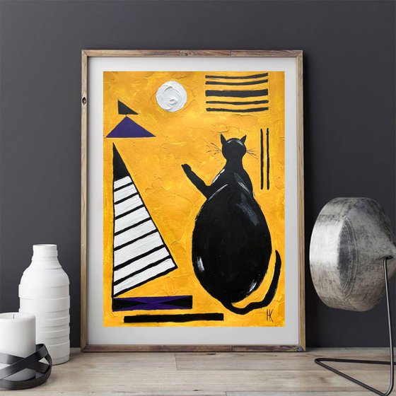 Kandinsky Cat Original Painting