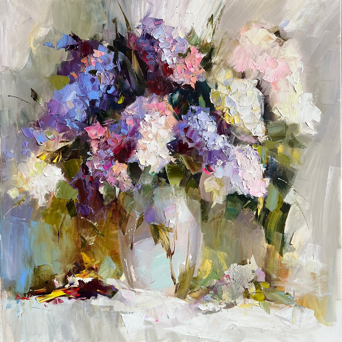 Impressionistic Still Life Oil Painting By Tetiana Bond, 31 X 31", Inspired By Spring, Original Artwork
