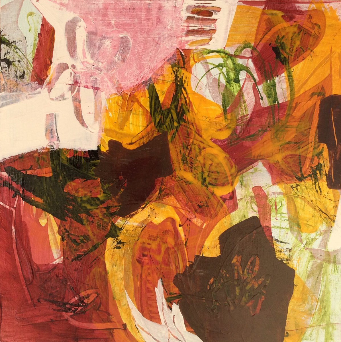 Abstract Painting By Linda Coppens, 12 X 12", Pleasant Discoveries 1, Original Artwork