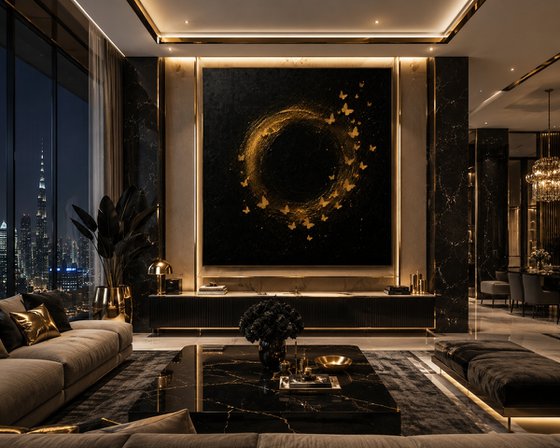 Gold Butterflies Around the Black Sun