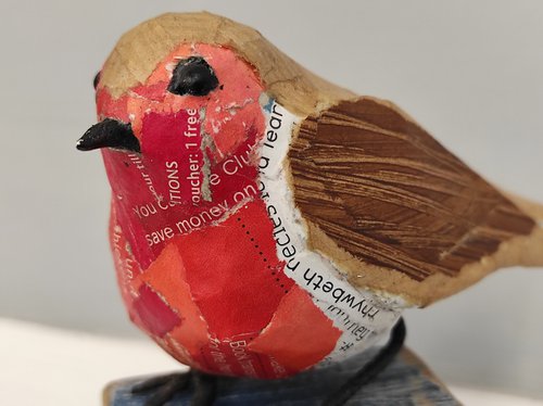 Robin #4 paper bird sculpture by Jane Palmer Art