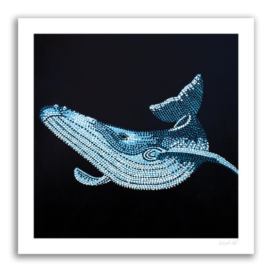 Humpback Whale - pointillism painting