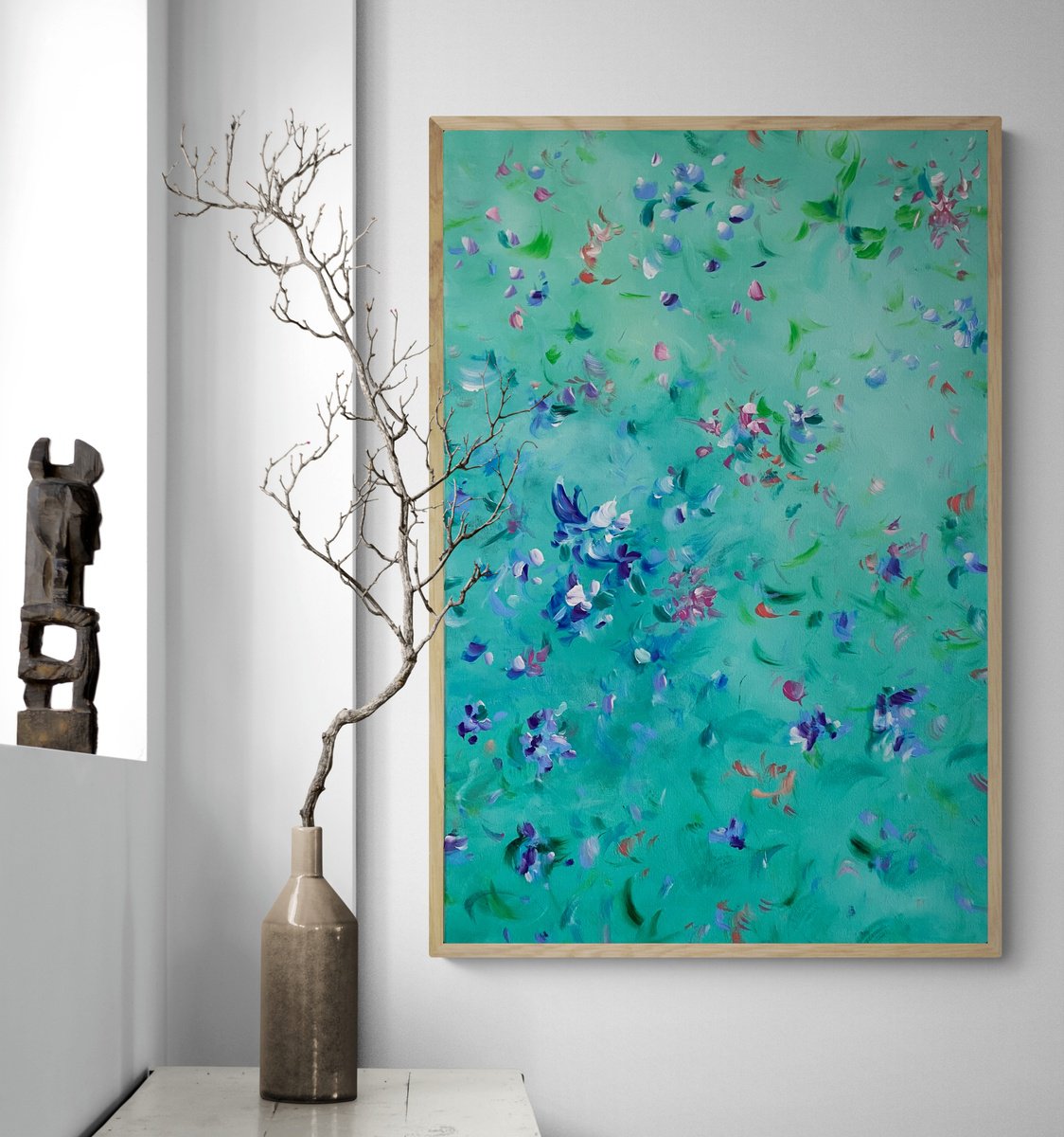 Organic Botanical Acrylic Painting By Katherine Spiller, 37 X 25", Dream The Day Away, Original Artwork