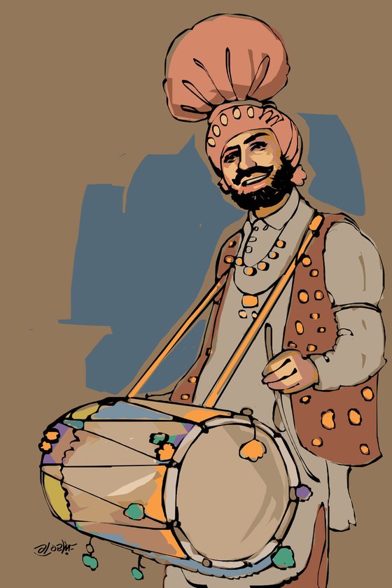 Punjabi Dhol Painting
