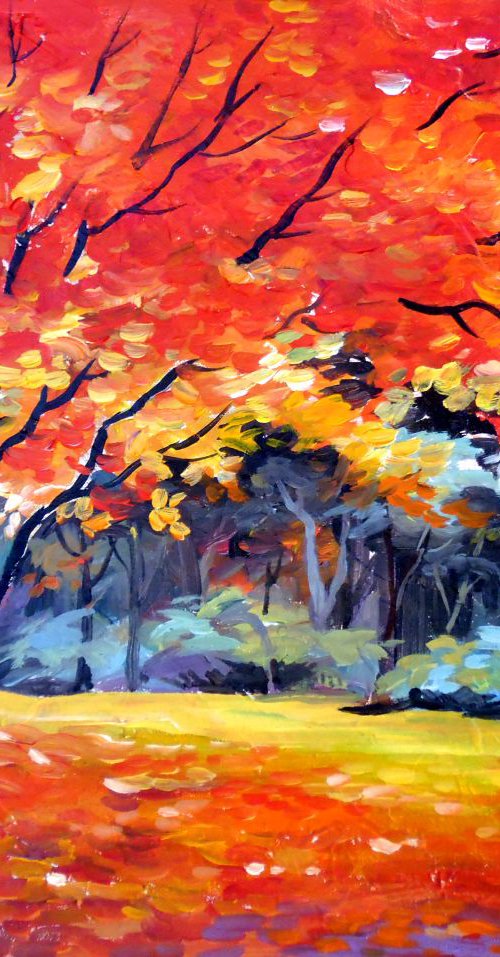 Beauty of Autumn Forest-Acrylic on canvas painting by Samiran Sarkar