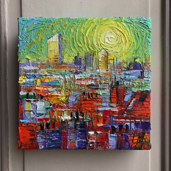 LYON SUNRISE GLOW Modern Impressionist Stylized Cityscape