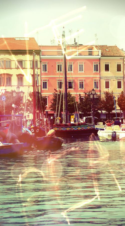 Venice sister town Chioggia in Italy - 60x80x4cm print on canvas 00783m1 READY to HANG by Kuebler
