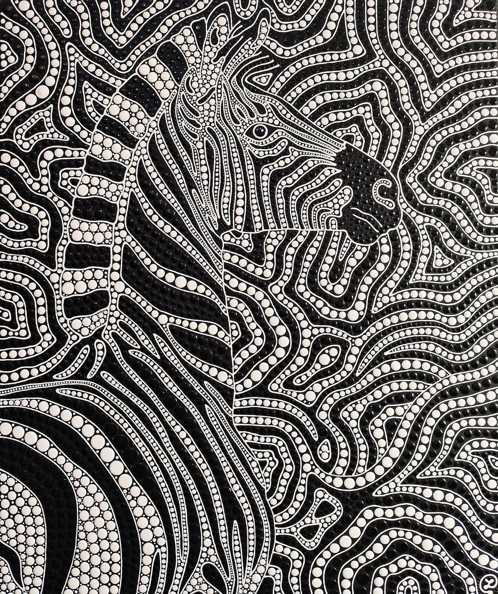 Expressive Animal Acrylic Painting By Oxana Lazari, 20 X 24", Zebra 6, Original Artwork