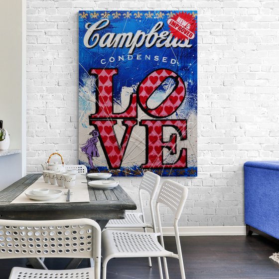 New & Improved Love 140cm x 100cm Campbell's Soup Love Textured Urban Pop Art