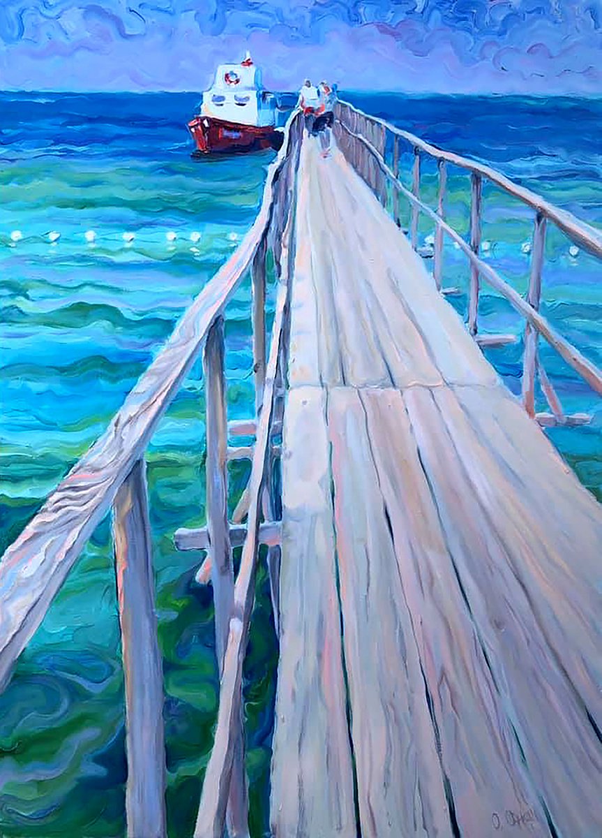 Impressionistic Landscape Oil Painting By Procach Olesia, 31 X 43", The Prospect Of Rest, Original Artwork