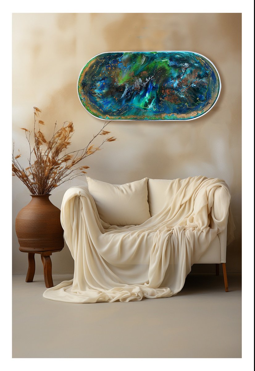 Abstract Landscape Painting By Anna Sidi-Yacoub, 20 X 31, Deep Lakes, Original Artwork