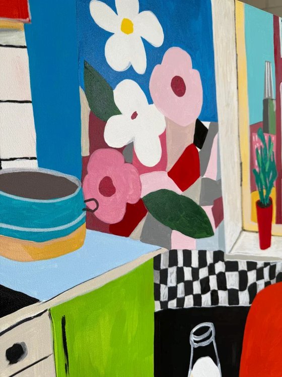 Morning Milk Carton in Floral Kitchen