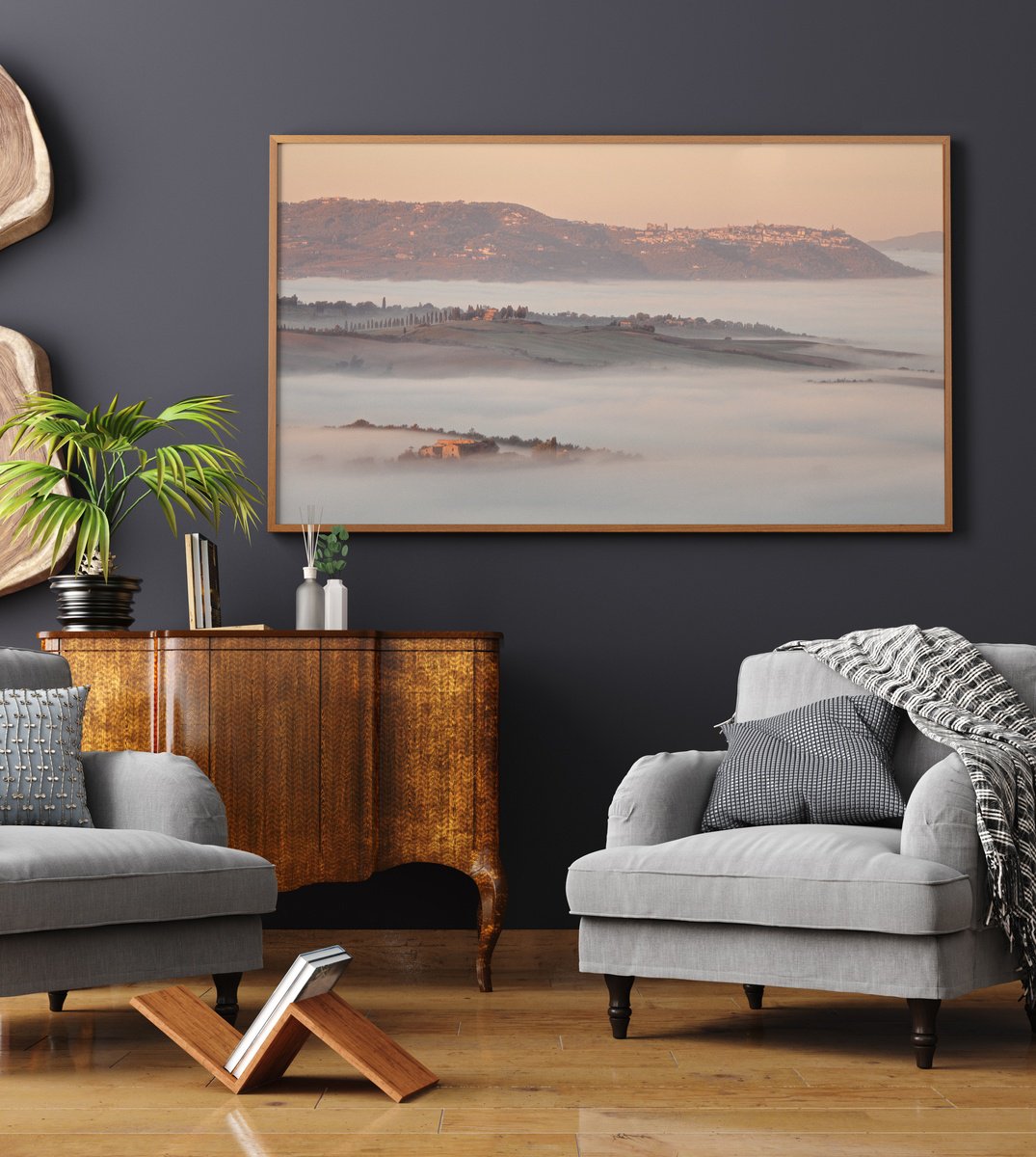 Photorealistic Landscape Photograph By Pavel Oskin, 65 X 43", Cloudy Sea, Original Artwork