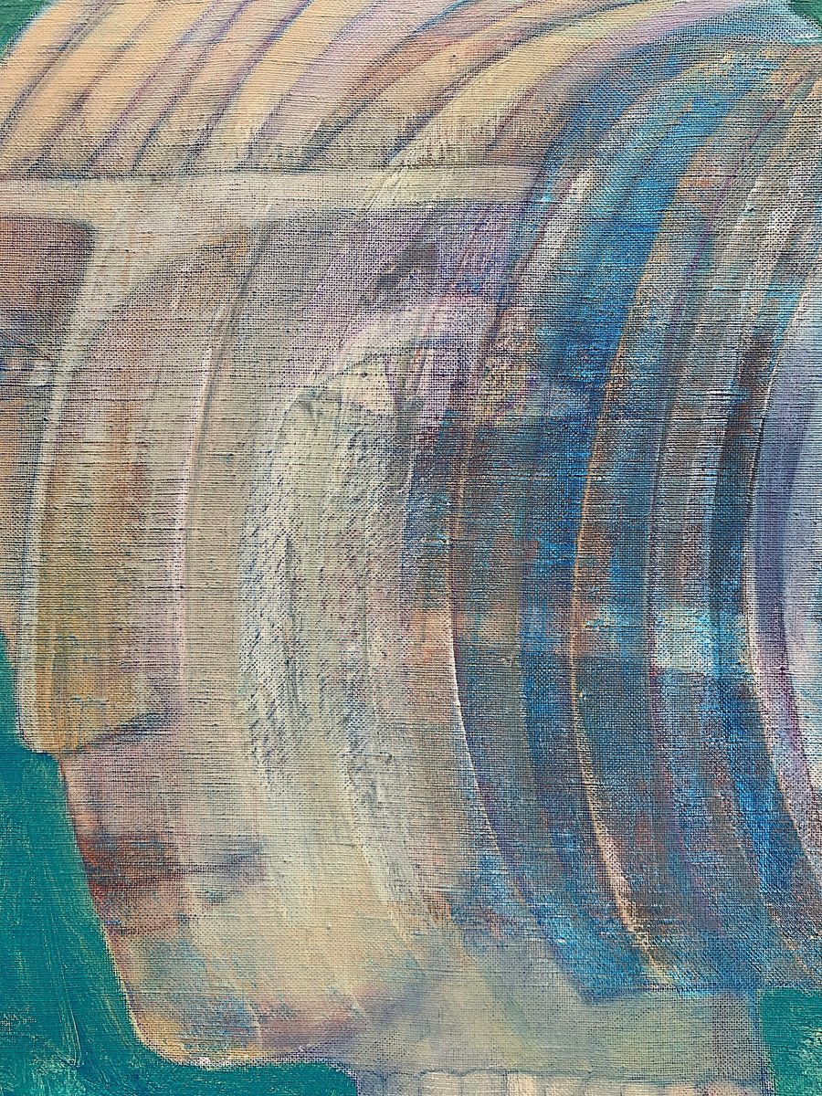 Abstract Acrylic Painting By Gago Chtchyan, 20 X 20, Green Portriat, Original Artwork