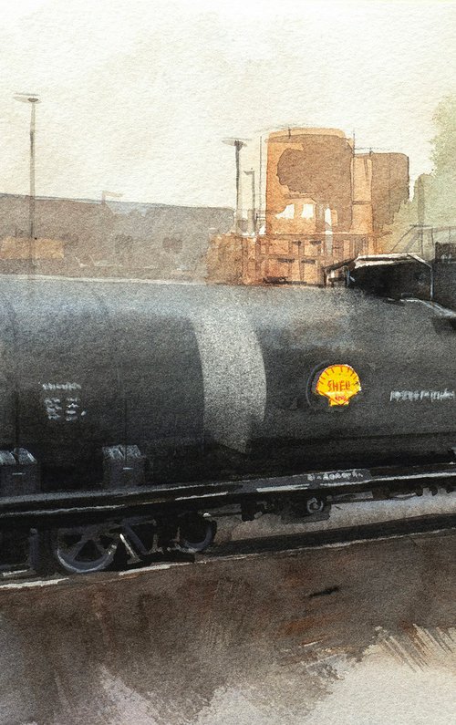 Tank Freight Car in Industrial Yard by Masato Watanabe