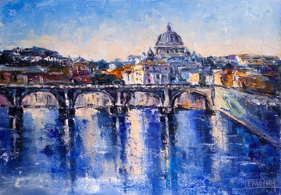 "Rome", city landscape, St. Angelo Bridge, Italy